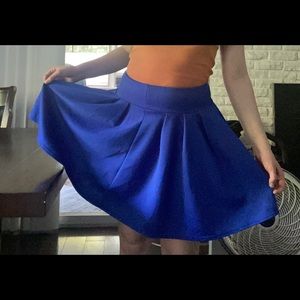 Royal blue pleated skirt
